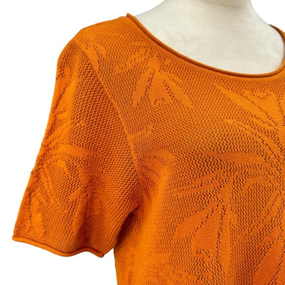 Gudrun Sjödén Orange Open Antique Floral Print Organic Cotton Knit Tunic Top - Picture 7 of 11